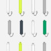 Lots of Lithium batteries in different colours seen from above