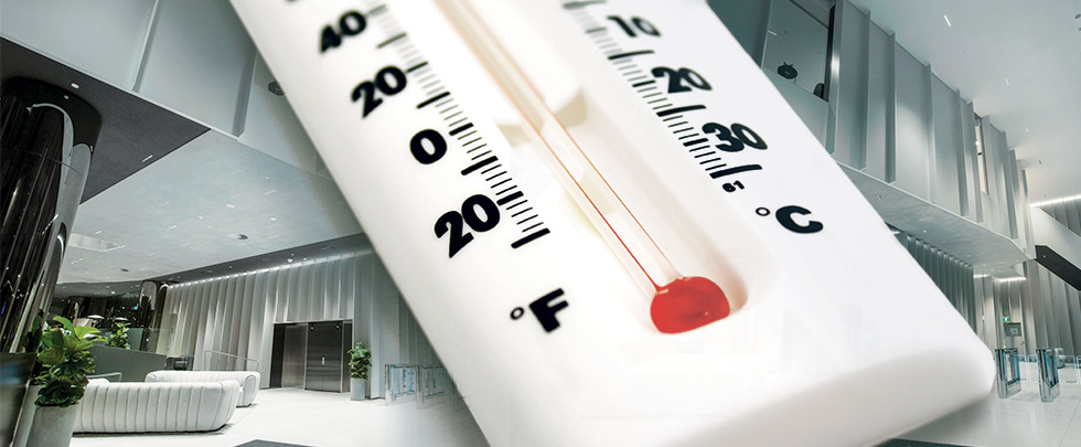 Commercial office with thermometer