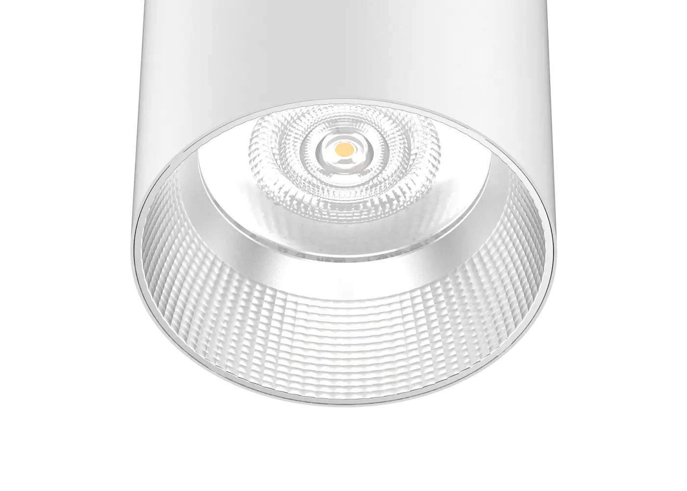 Closeup of LED Downlight with faceted lens